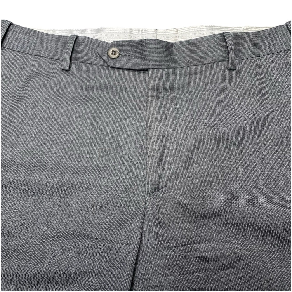 Zanella Parker Dress Pants 34 (36x33) VBC Wool Flat Front Gray Stripe